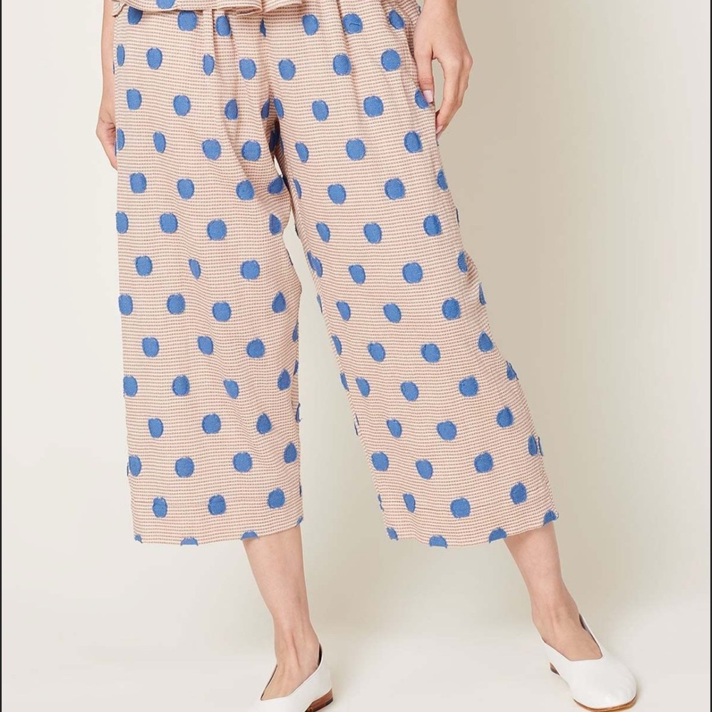 Caron Callahan Polka Dot Wide-Leg Pants, size XL